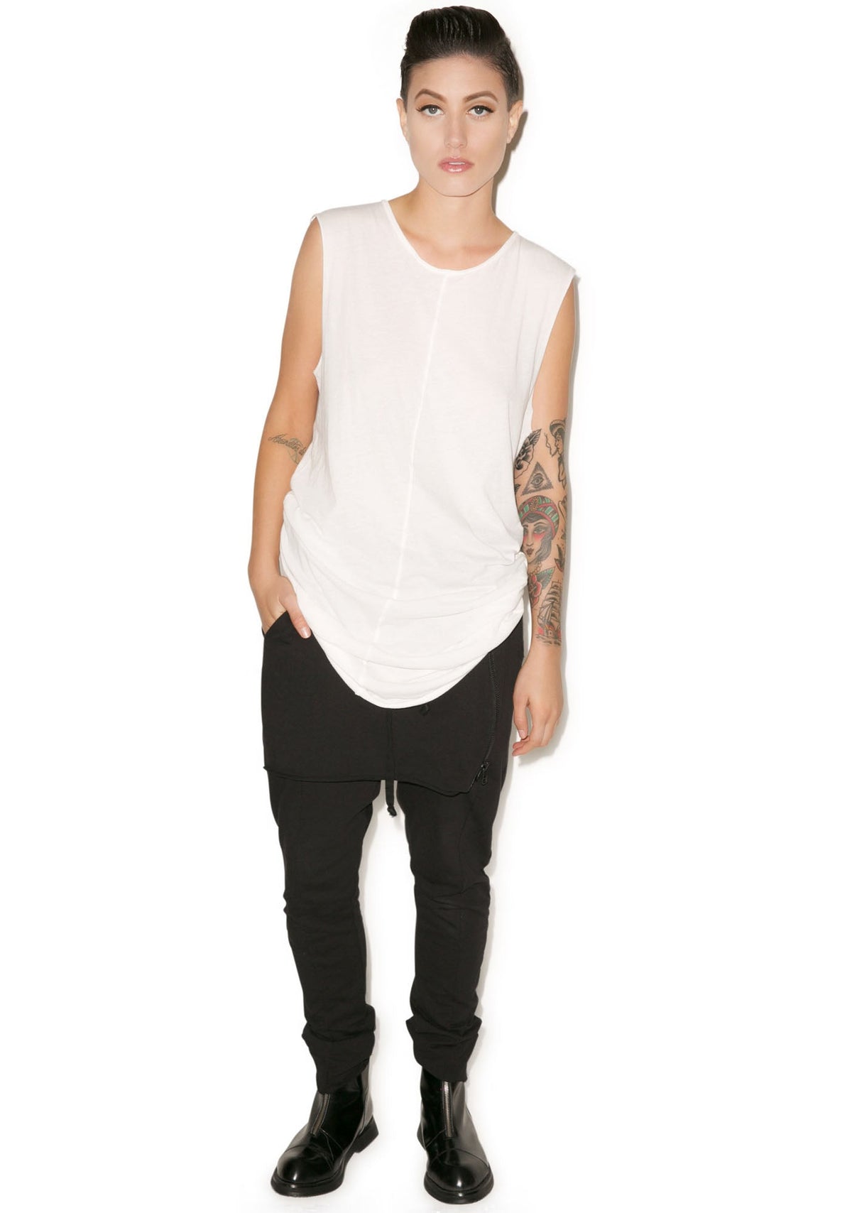 Knomad Muscle Long Tee - White