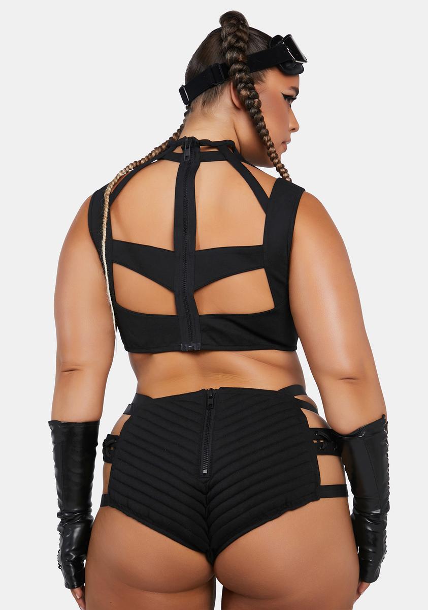 Rude Awakening Lace-Up Shorts - Black