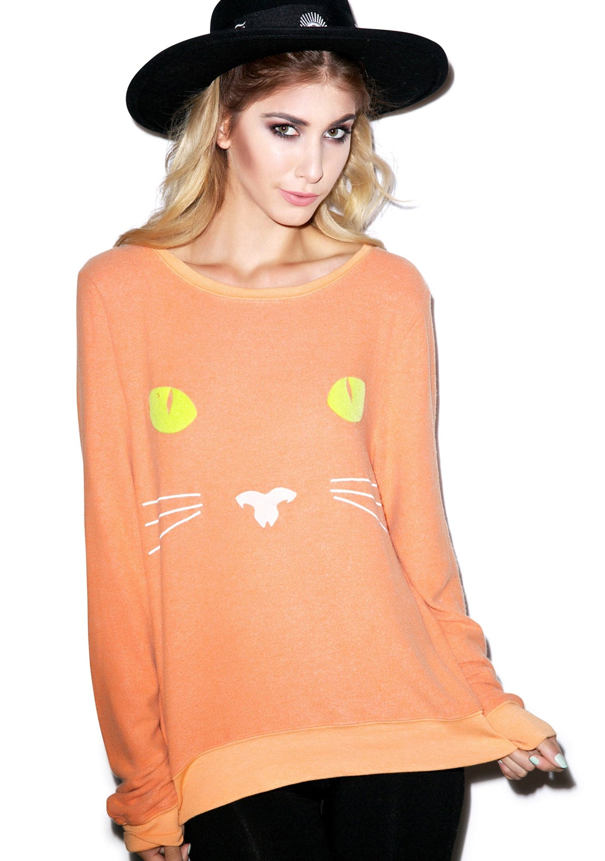 Black Cat Baggy Beach Jumper - Orange