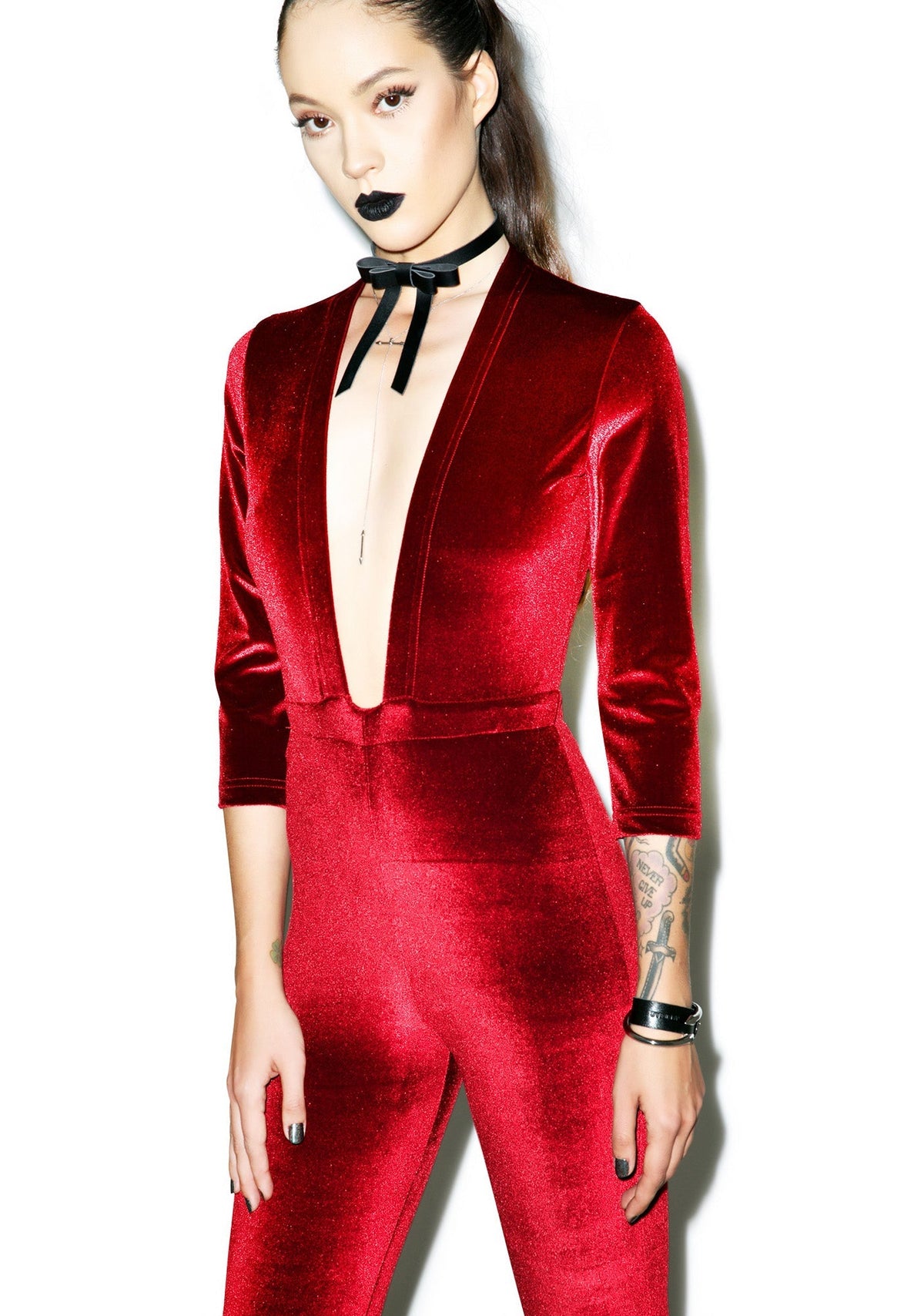 Ritchie Velvet Jumpsuit - Red