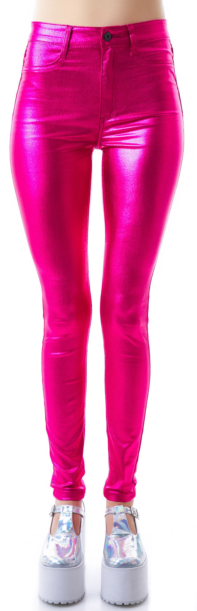 Shimmer Skinny Jeans - Pink