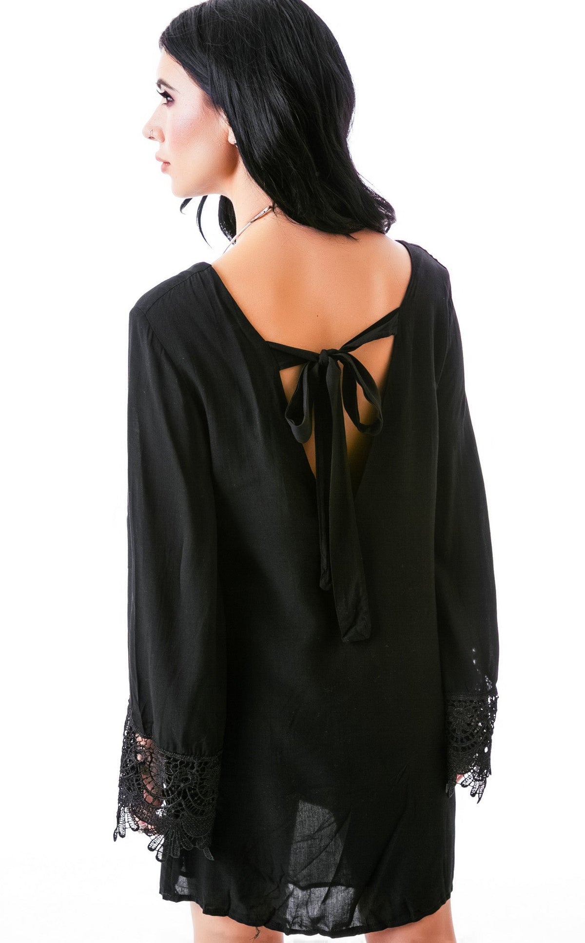 Hippy Bell Sleeve Dress - White