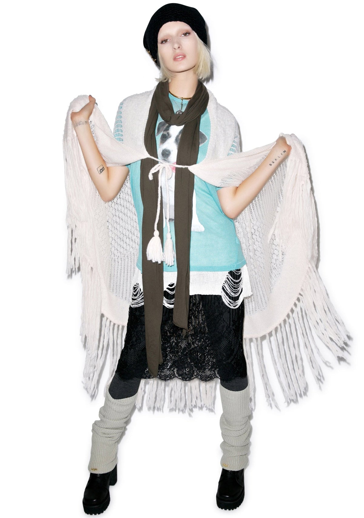 Solid Garden Shawl - White
