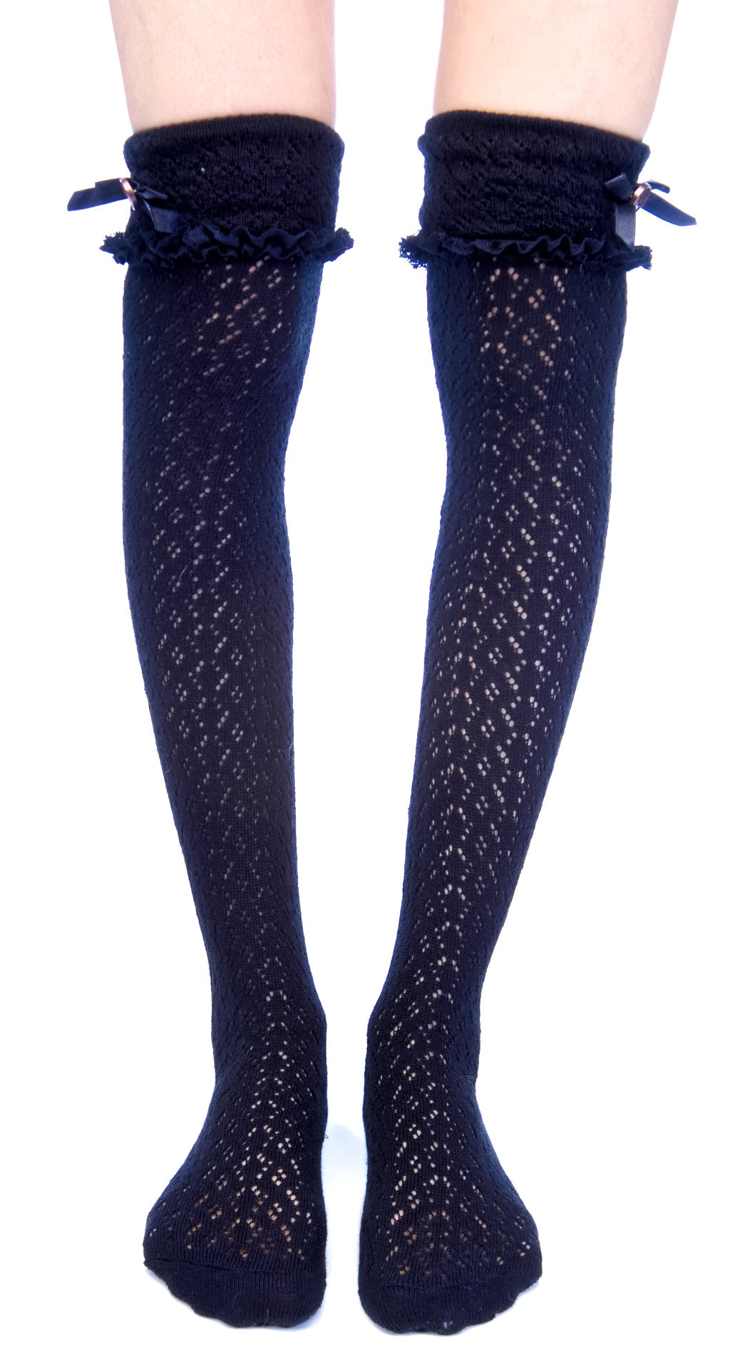 Ribbon Knee High Socks - Off White