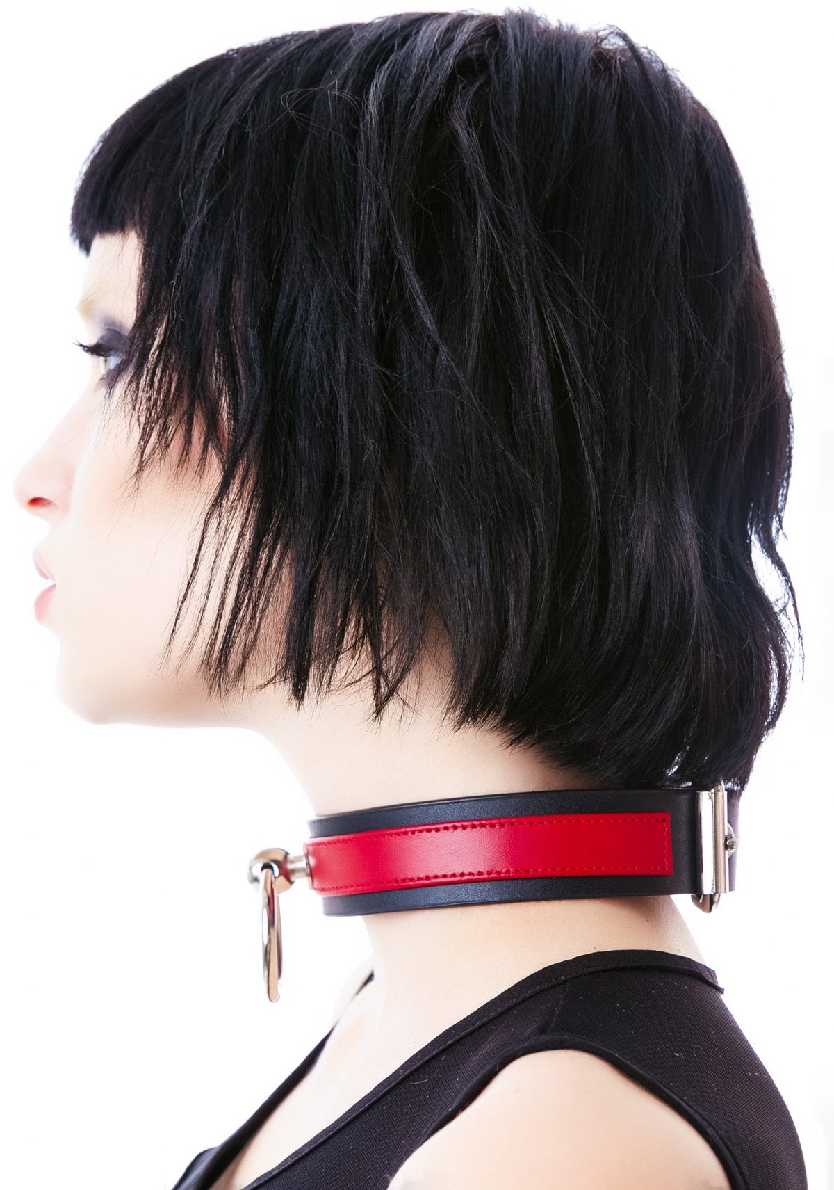 Saddle Stud O Ring Choker - Red