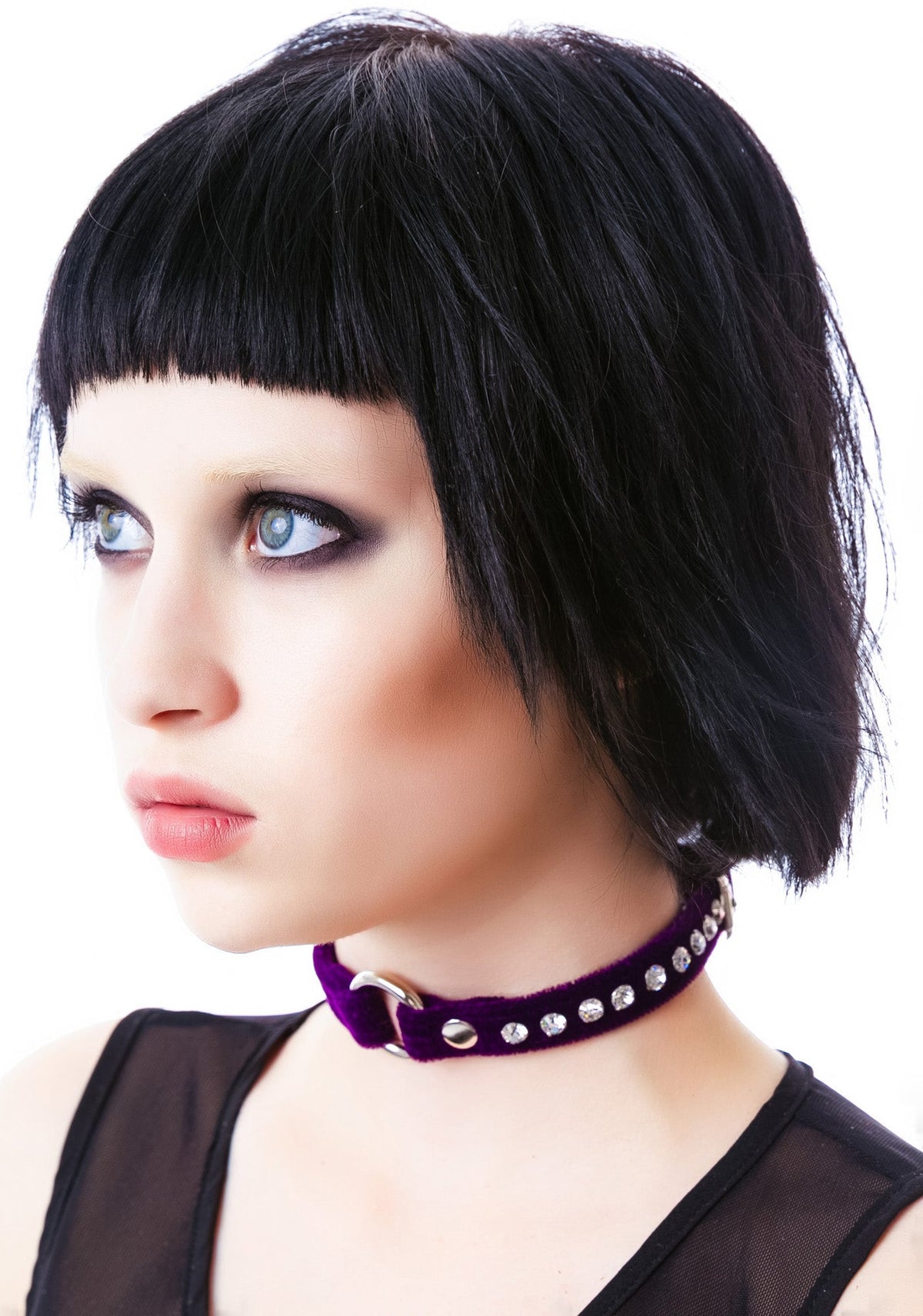 O Face Velvet Crystal Choker - Pink