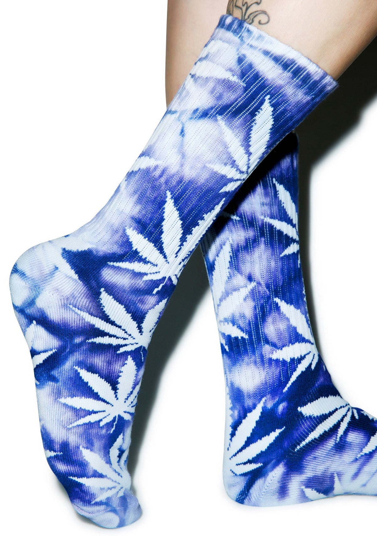 Tie Dye Plantlife Crew Sock - Dark Red