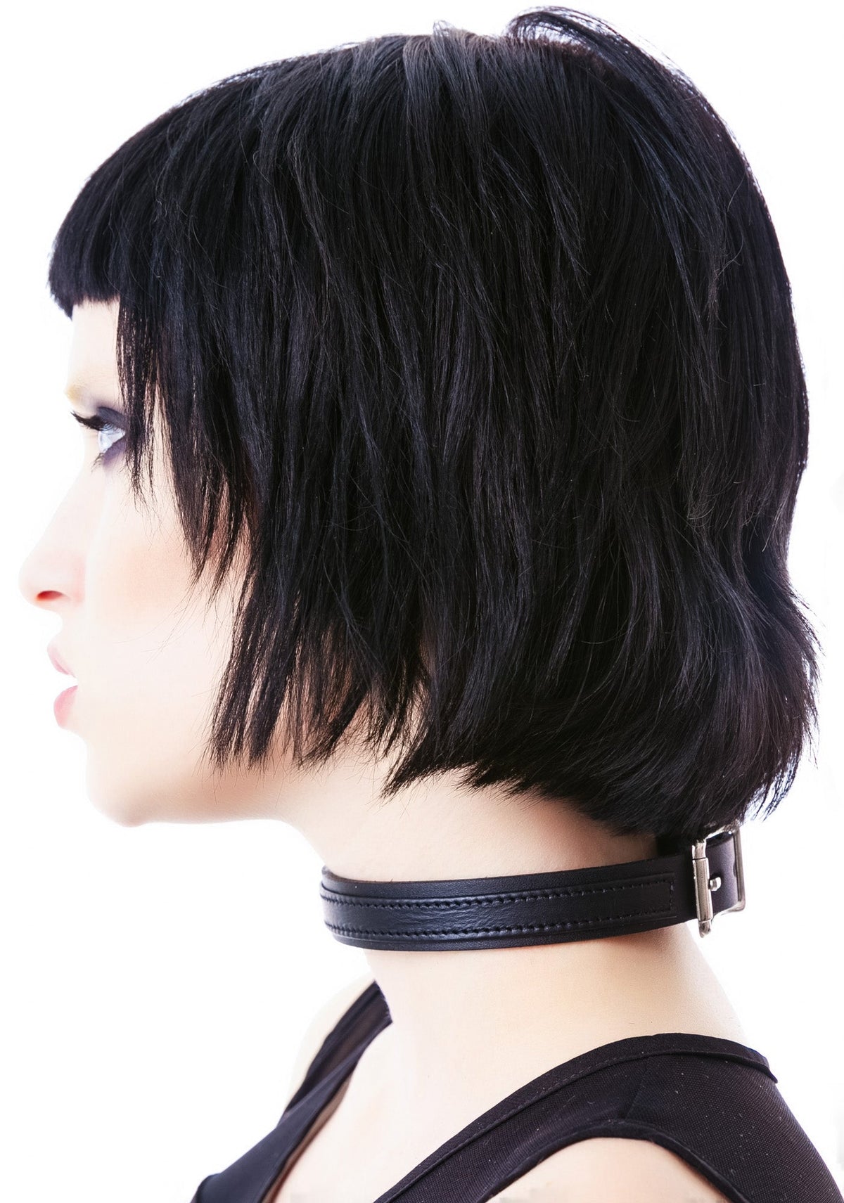 Strap Tease Leather Choker - Black
