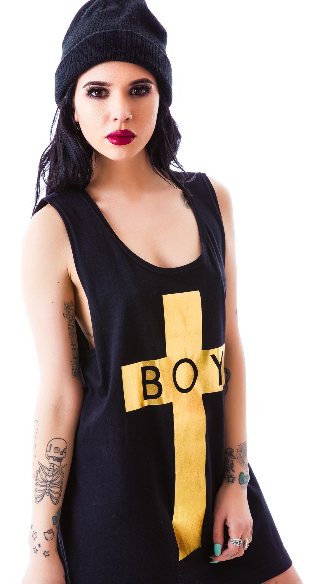 x BOY London Boy Cross Oversized Tank - Silver