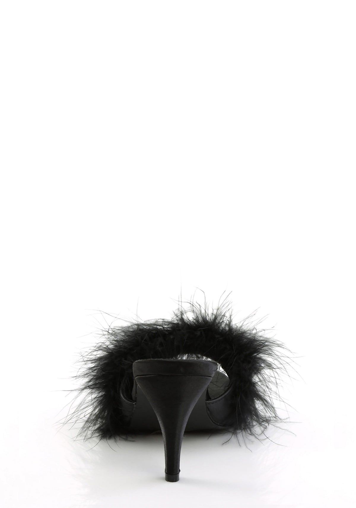Amour-03 Marabou Slippter-Black PU
