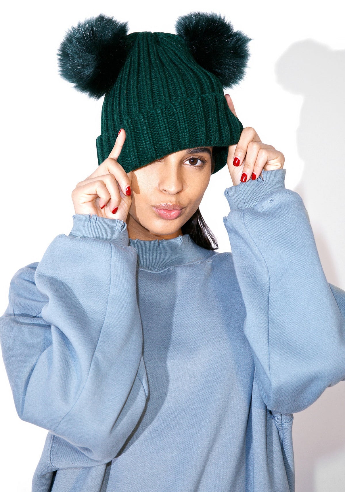 Kuma Pom-Pom Beanie - Green
