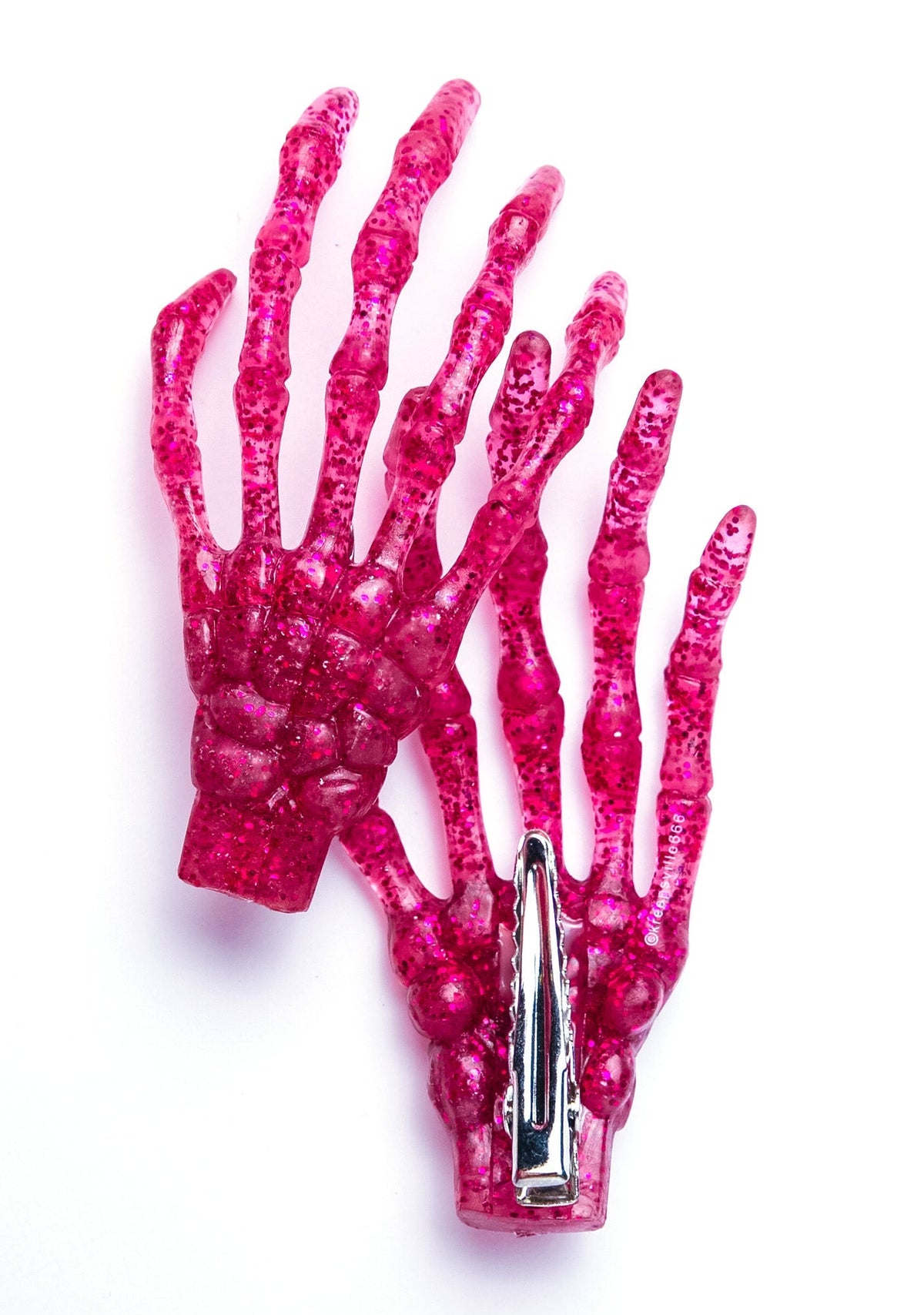 Skeleton Bone Hands Hair Slides - Blue