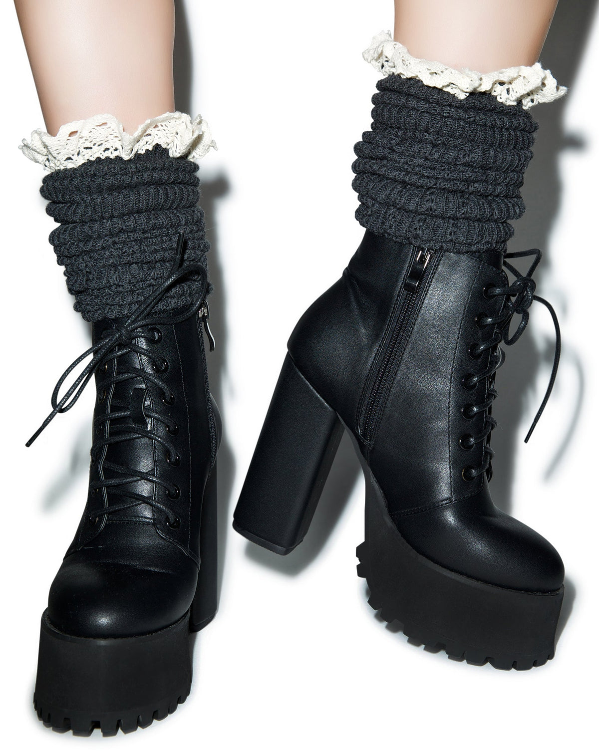 Lace For Days Legwarmers - Dark Gray