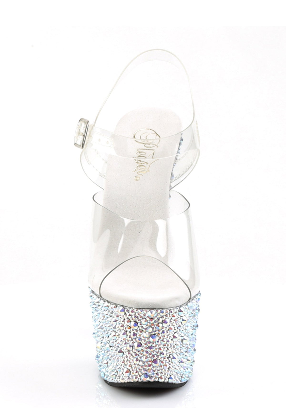 Bejeweled-708DM Platform Ankle Strap Sandals-Silver