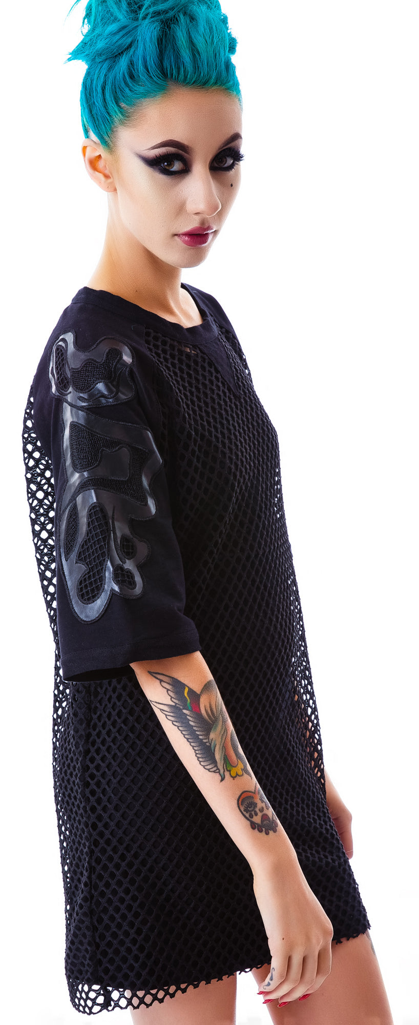 Bone Me Mesh Jersey Dress - Black