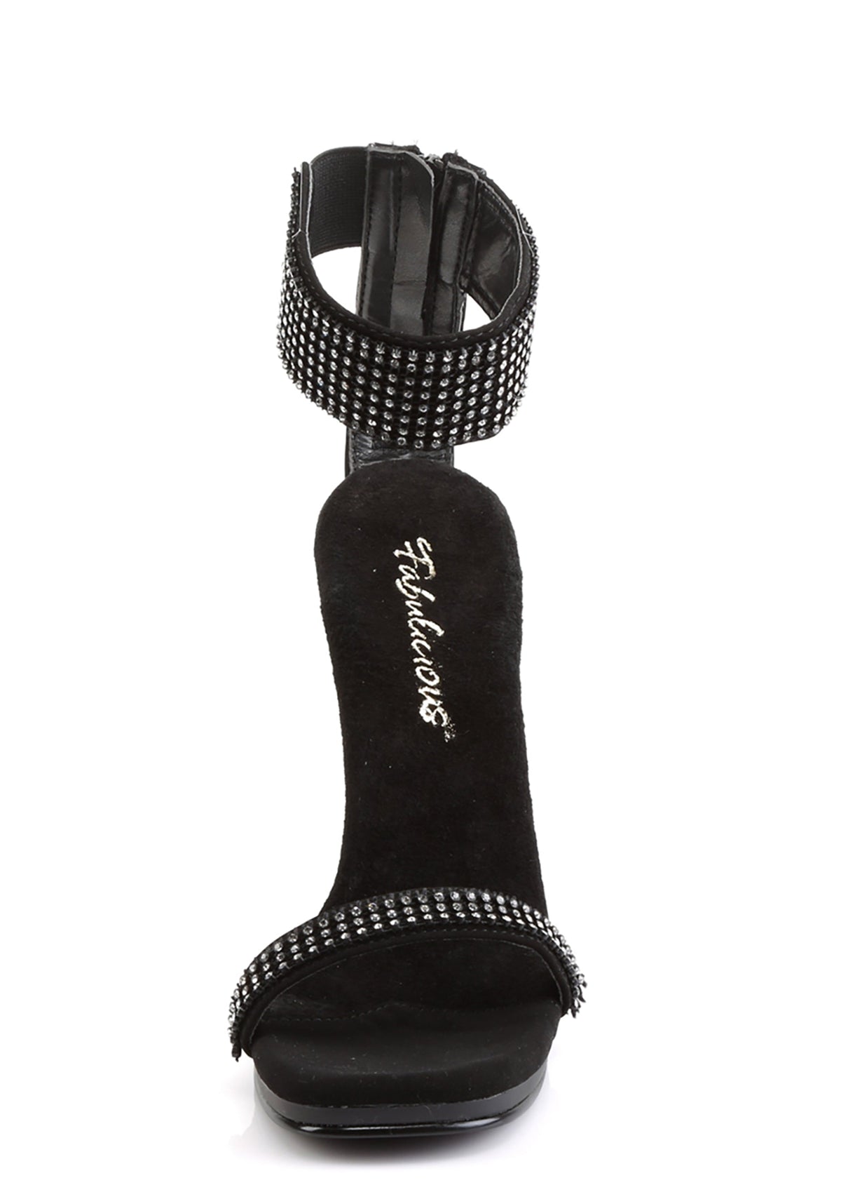 Chic-40 Platform Ankle Strap Rhinestone Sandals-Black