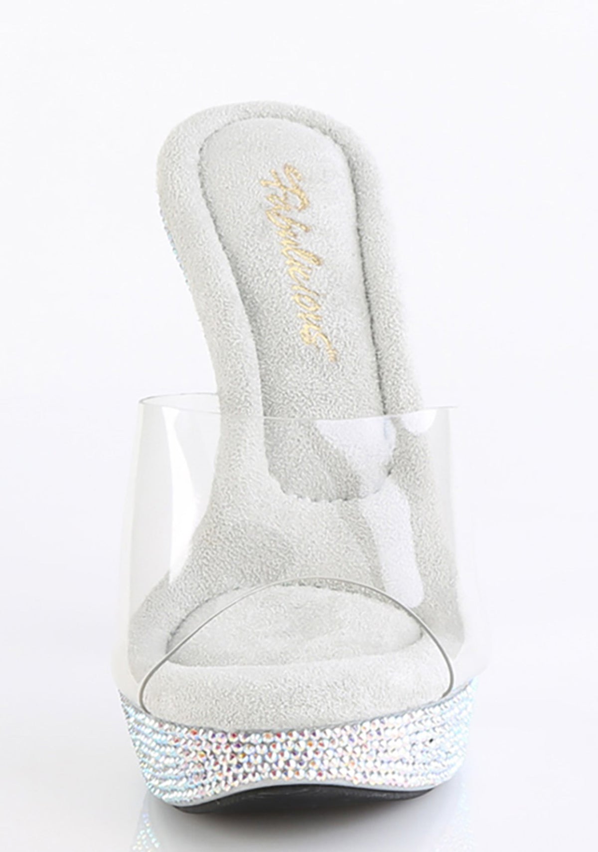Cocktail-501 Platform Rhinestone Slides-Silver