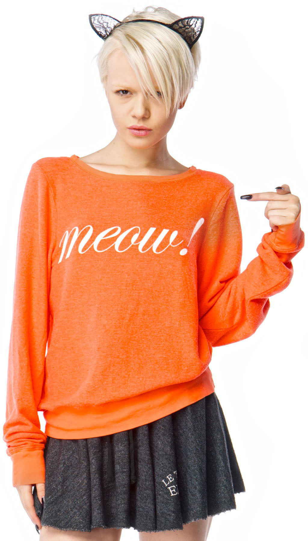 Meow! Baggy Beach Jumper - Black