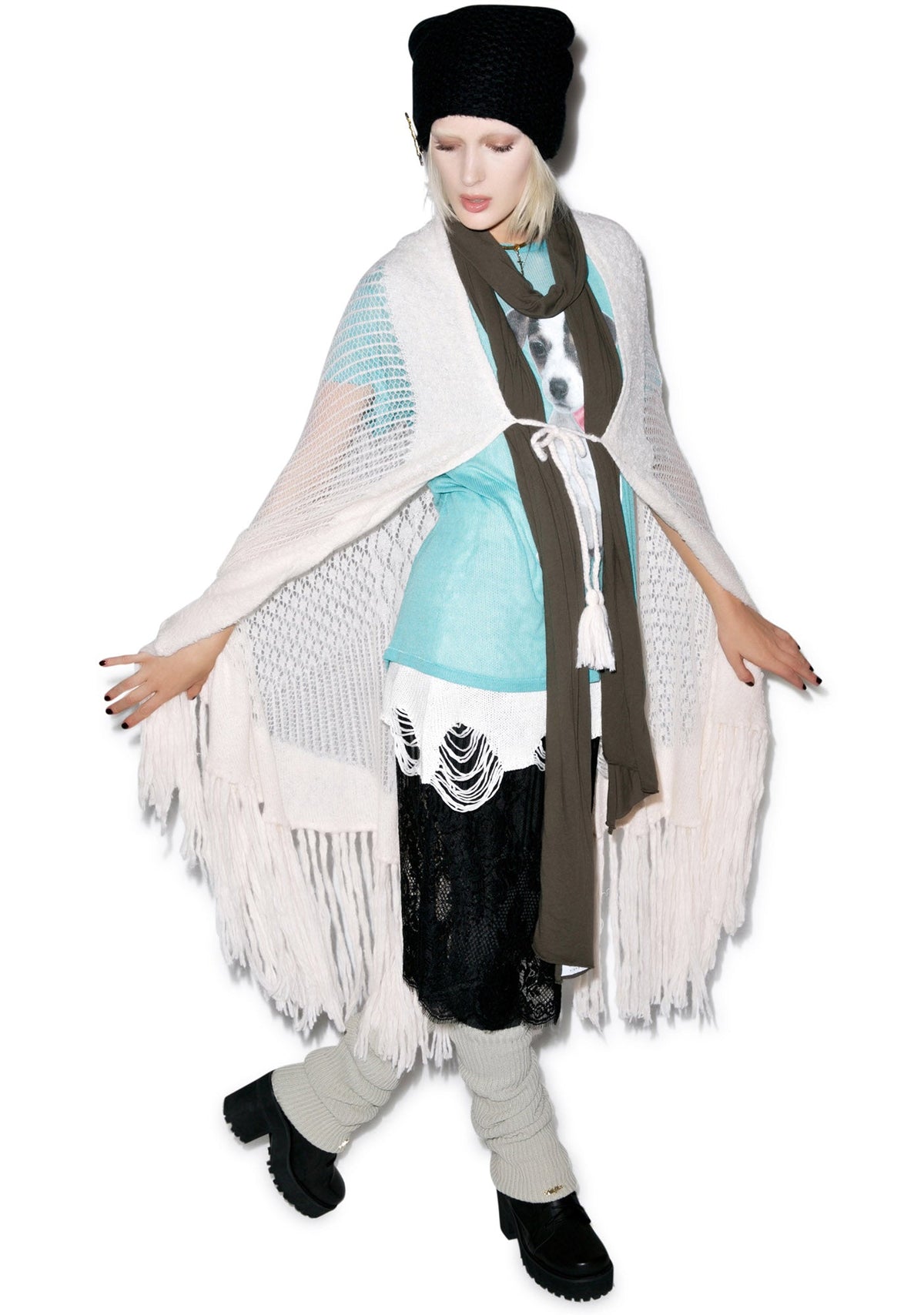 Solid Garden Shawl - White