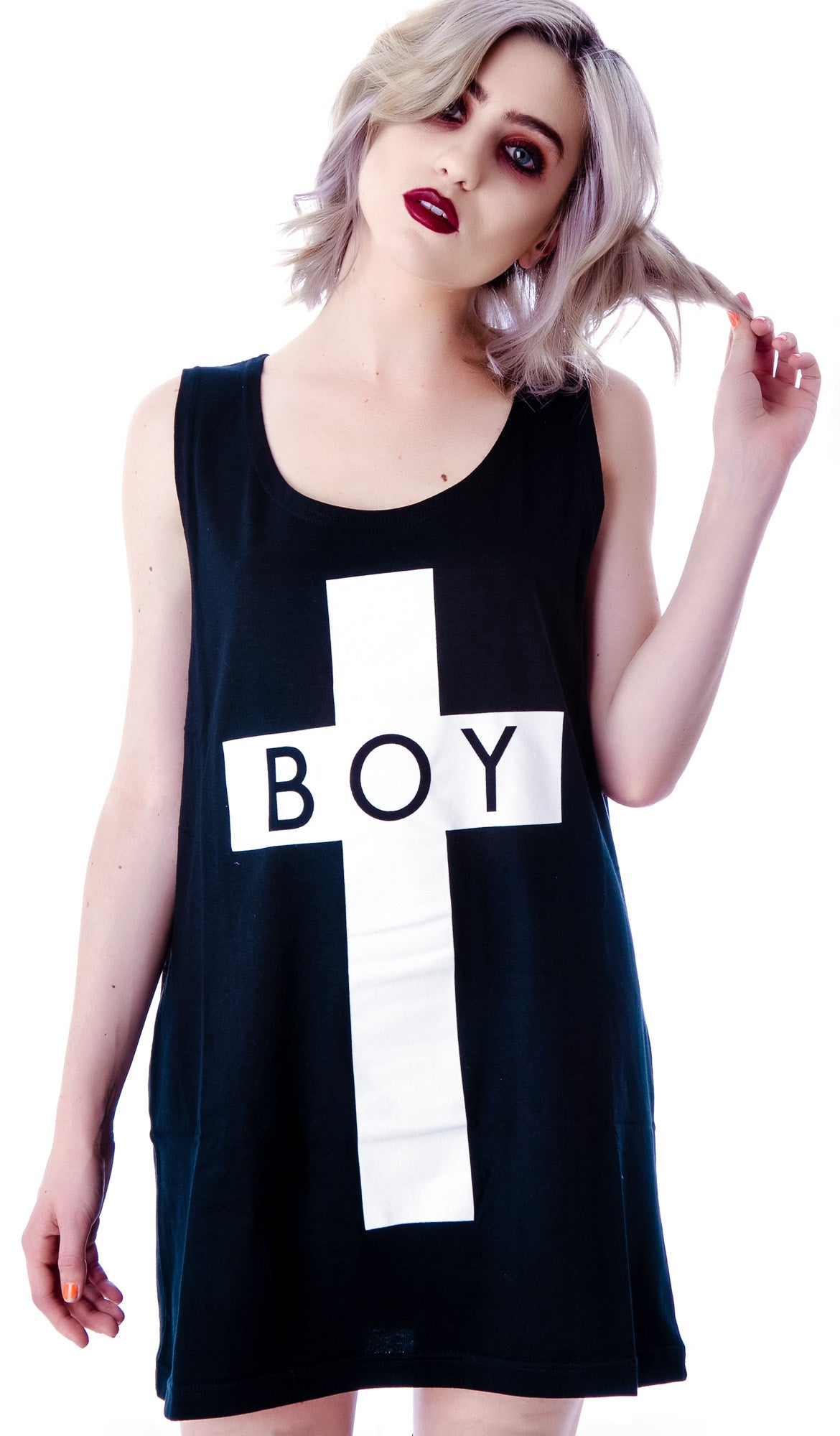 x BOY London Boy Cross Oversized Tank - Silver