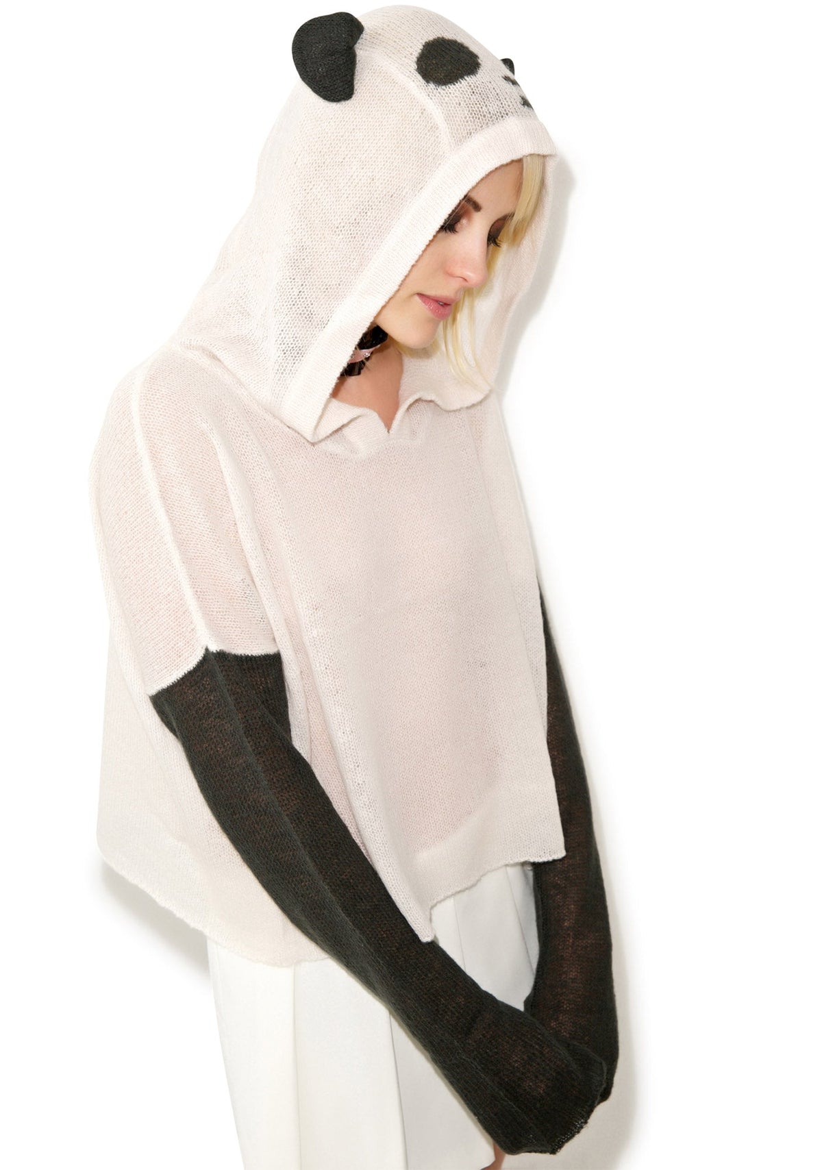 Panda Face Hooded Billy - Light Pink