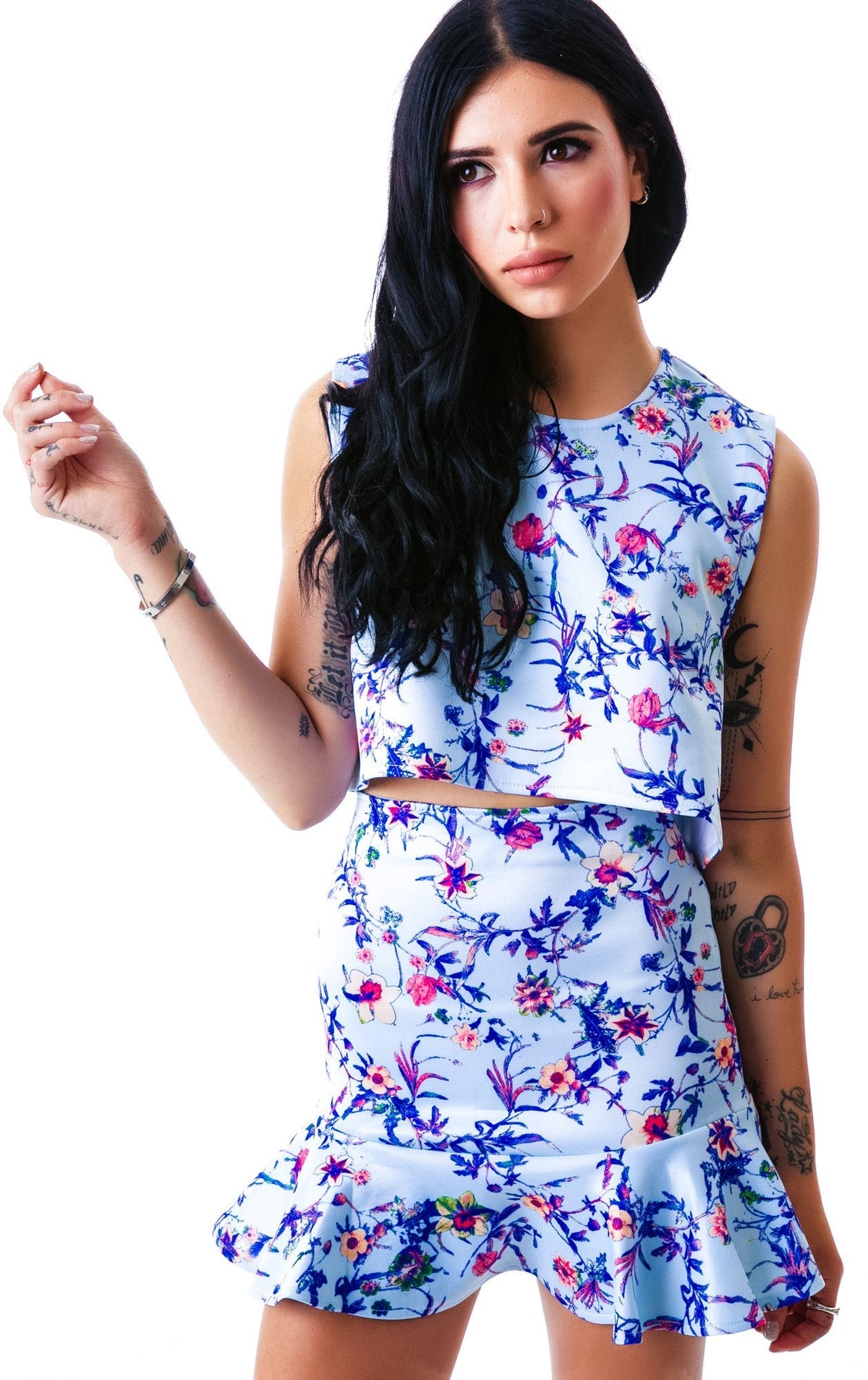 Flora Peplum Talk Skirt - White