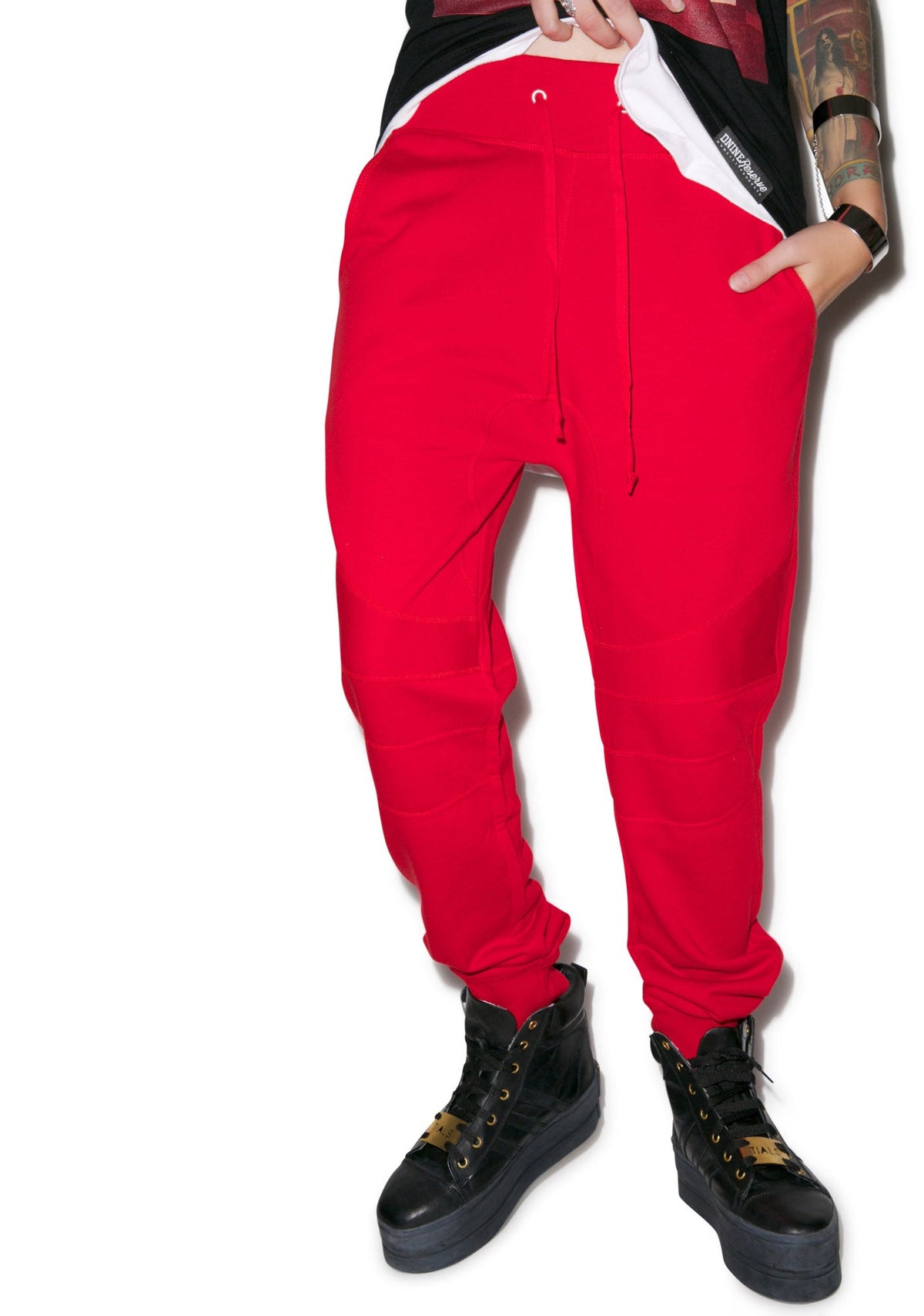 Drop Crotch Biker Pant - Red