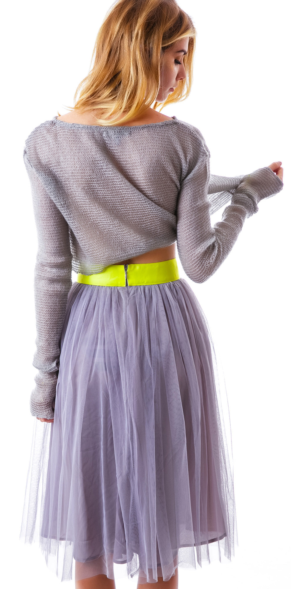 Cierra Air Tulle Midi Skirt - White