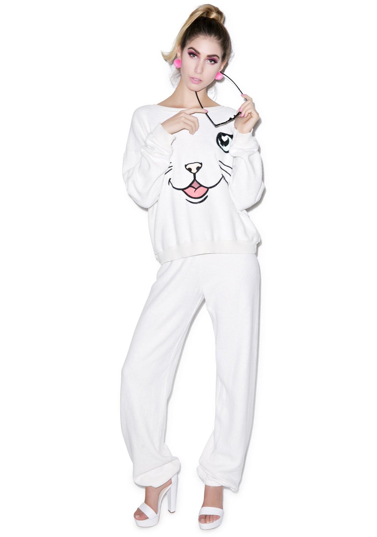 Chenille Wildfox P.E. Sweats - White