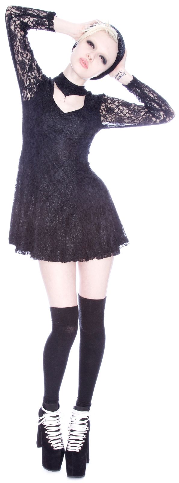 Lace Choker Dress - Black