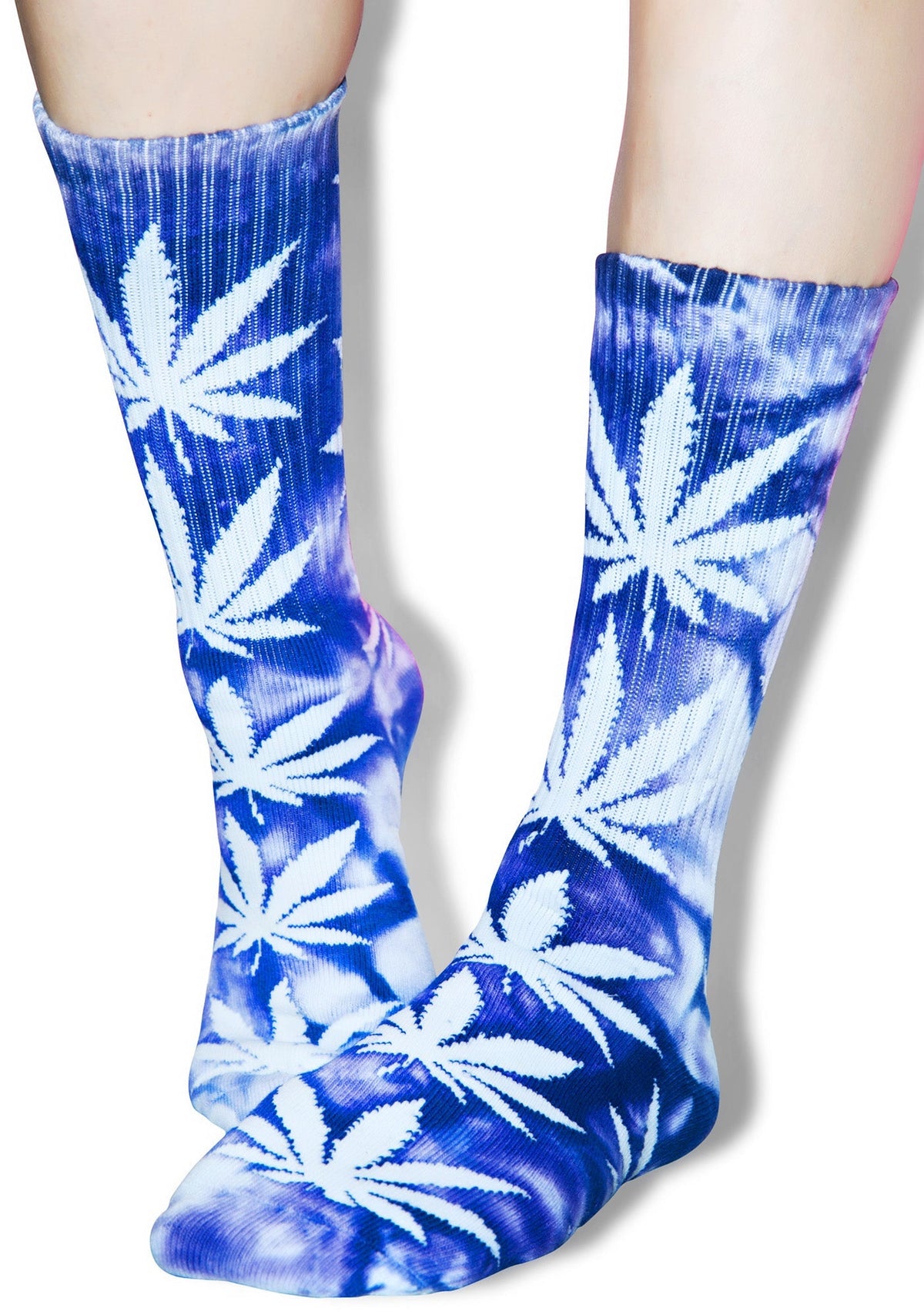 Tie Dye Plantlife Crew Sock - Dark Blue