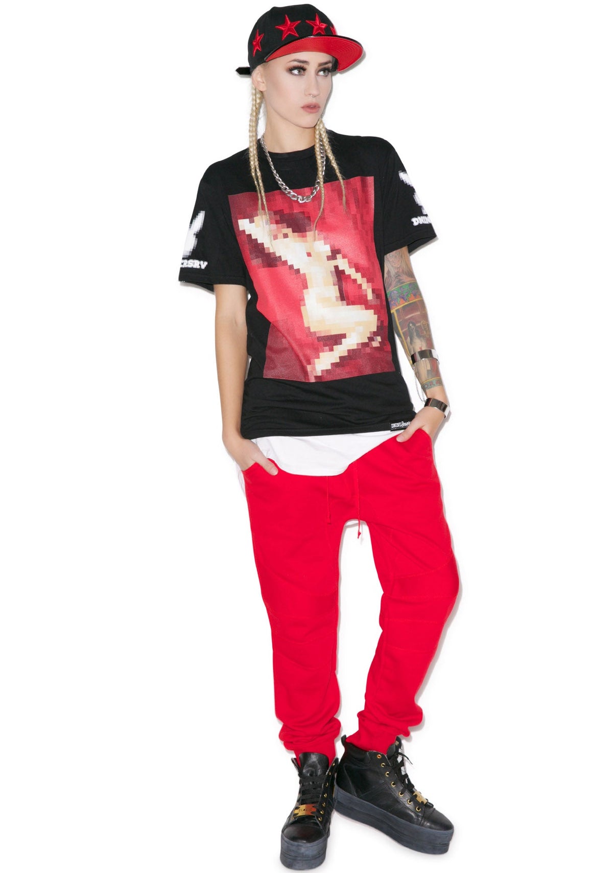 Drop Crotch Biker Pant - Red