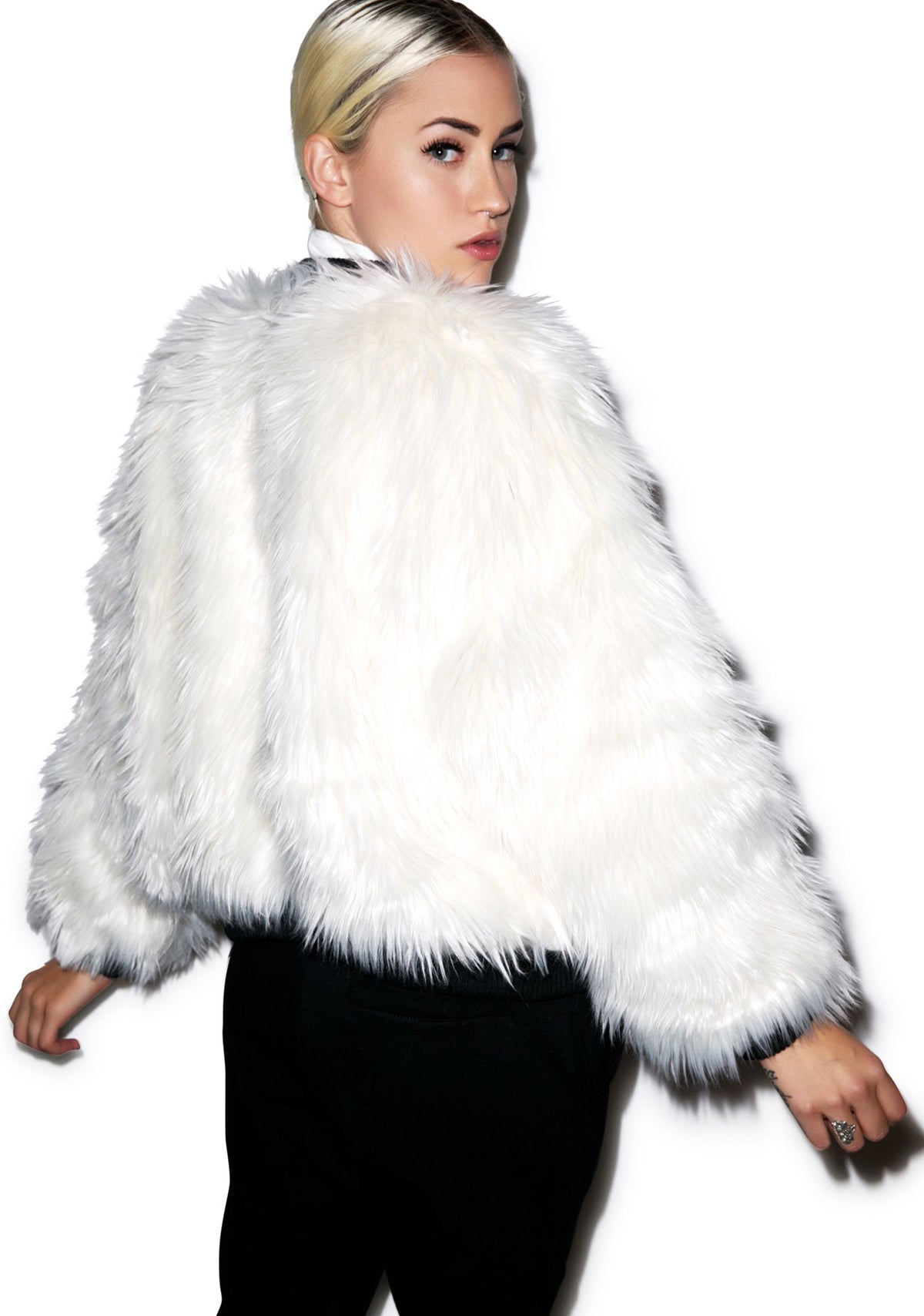 Sharon Faux Fur Bomber Jacket - Black