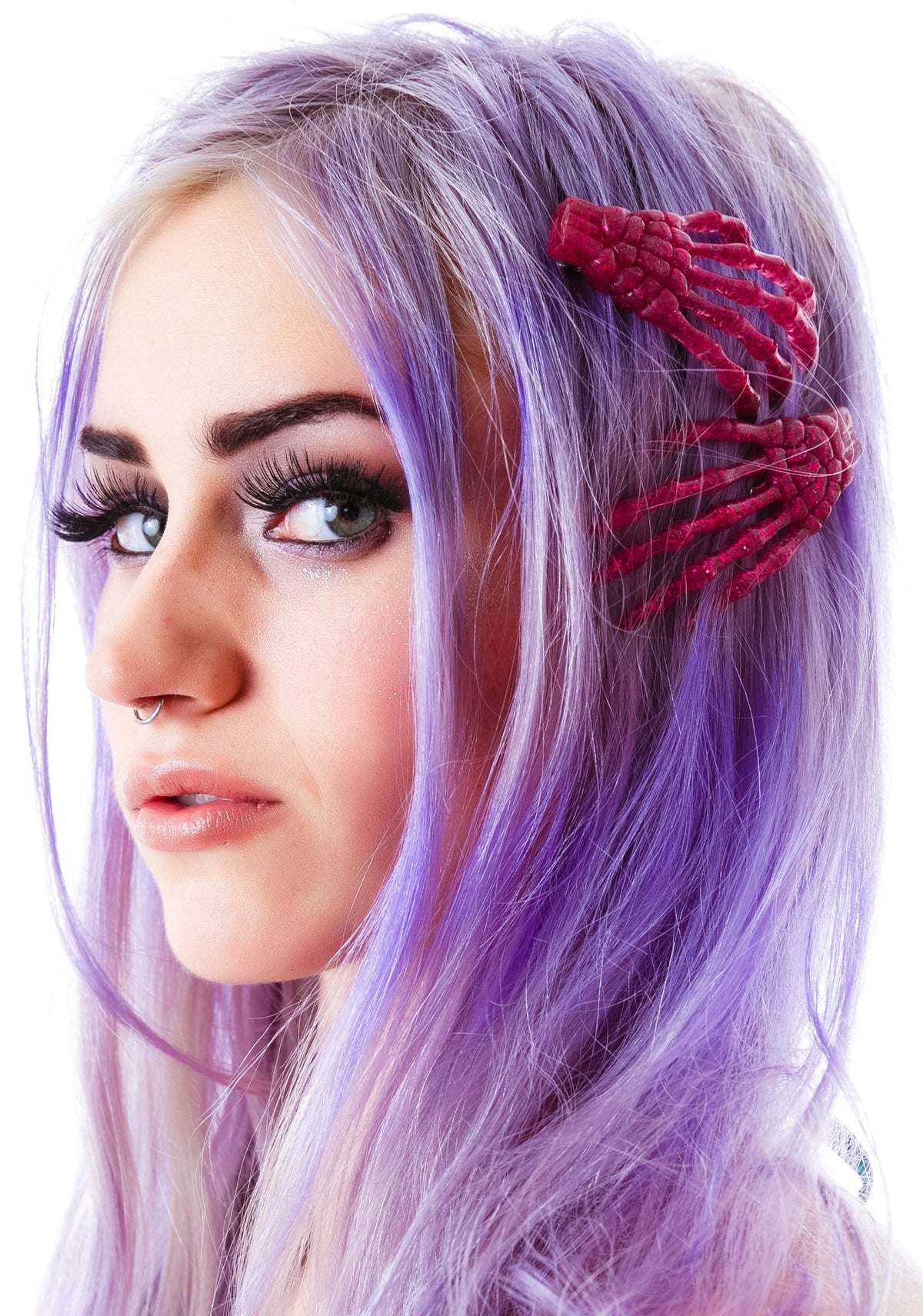 Skeleton Bone Hands Hair Slides - Blue