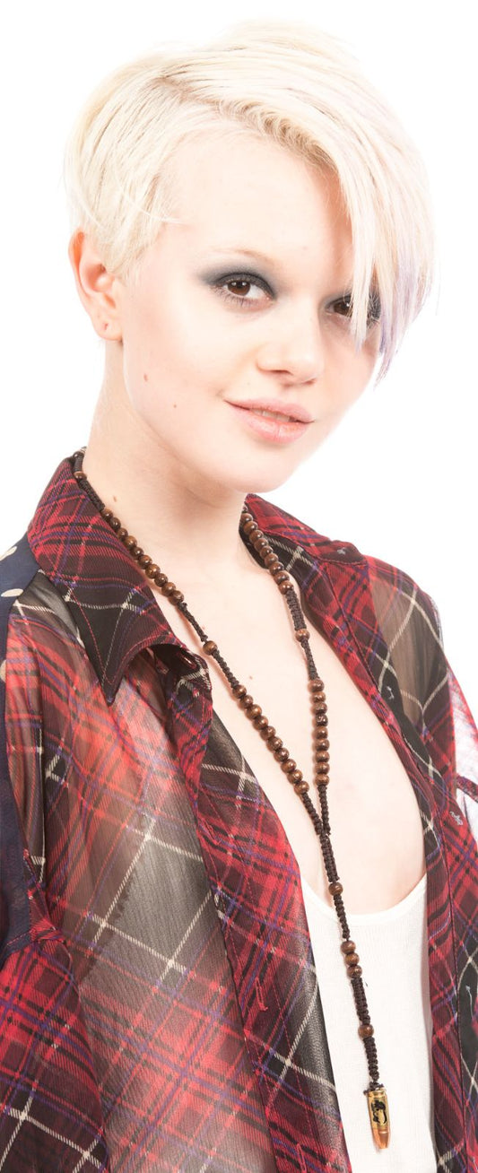 Bullet Rosary Necklace - Brown