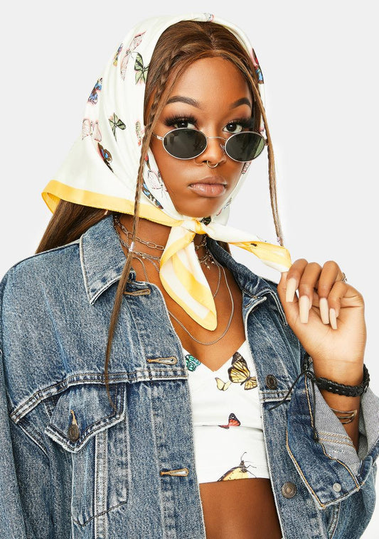 Canary Take To The Wind Satin Butterfly Scarf