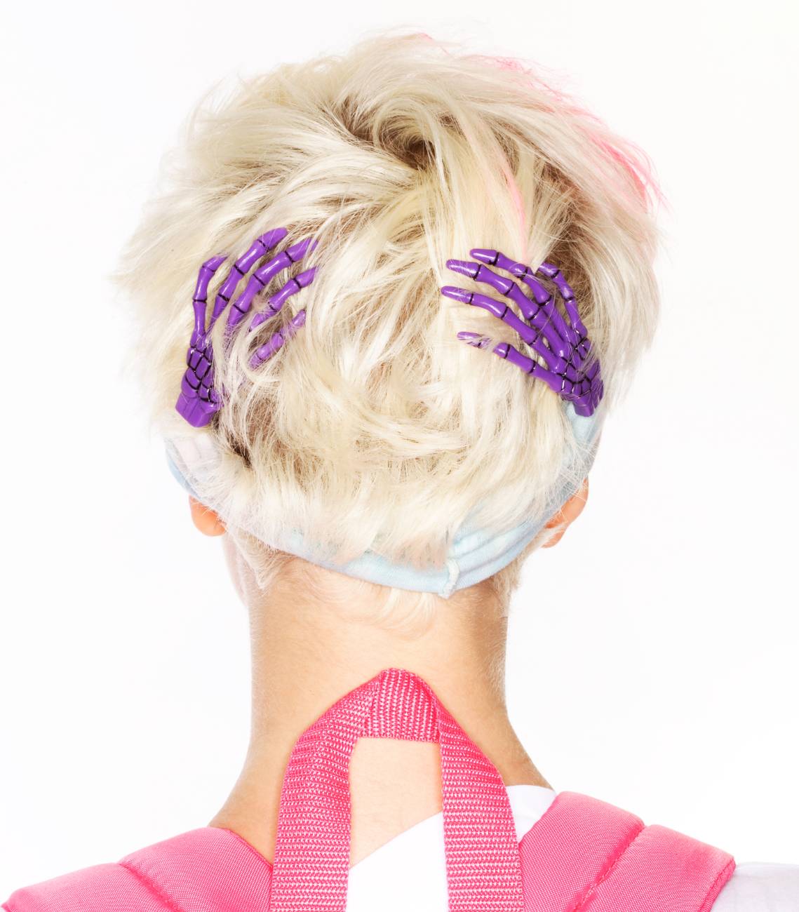 Skeleton Bone Hands Hair Slides - Blue