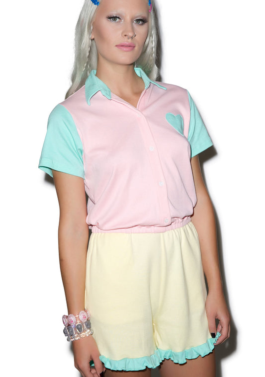 You Got It Dude Ruffle Romper - Pink