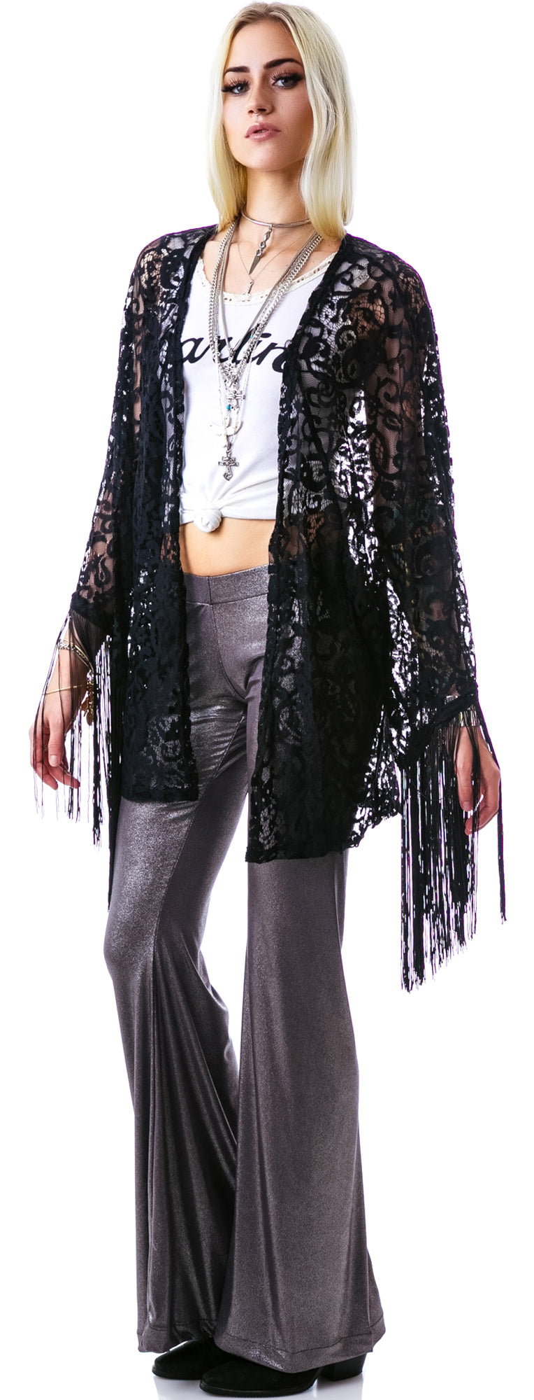 Livin' On The Fringe Kimono - White