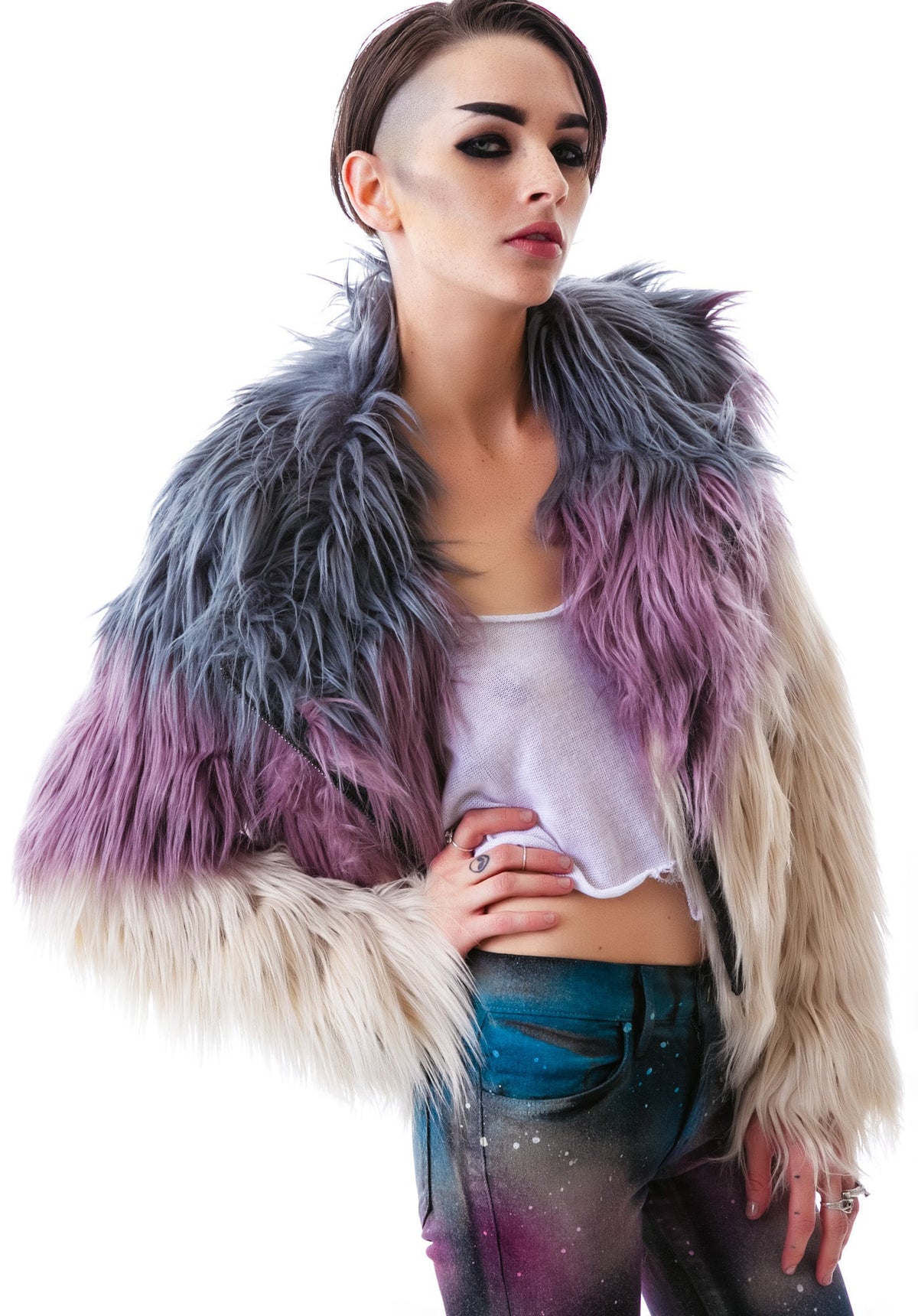 Minx Faux Fur Moto Jacket - Black