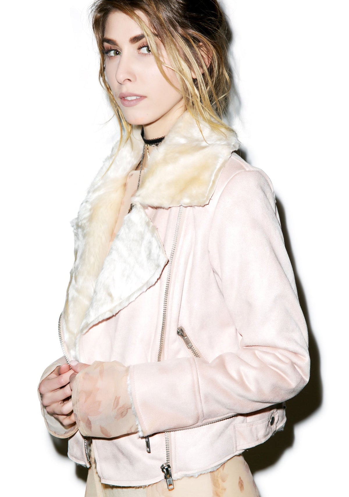 Woman Of The Shear Shearling Jacket - Light Pink