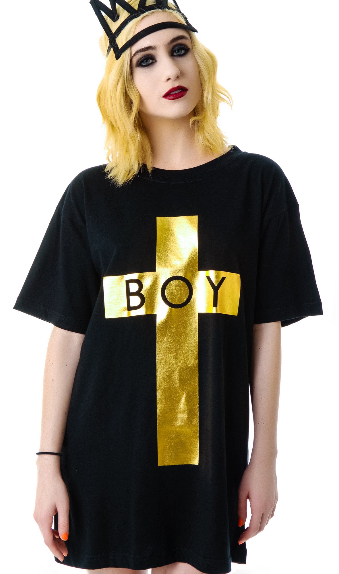 x BOY London Boy Cross Oversized Tee - Gold