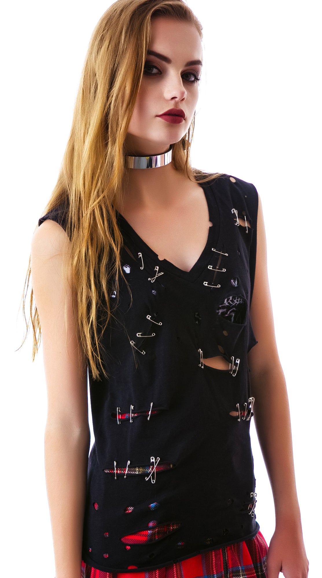 Safety Pin Tank Top - White