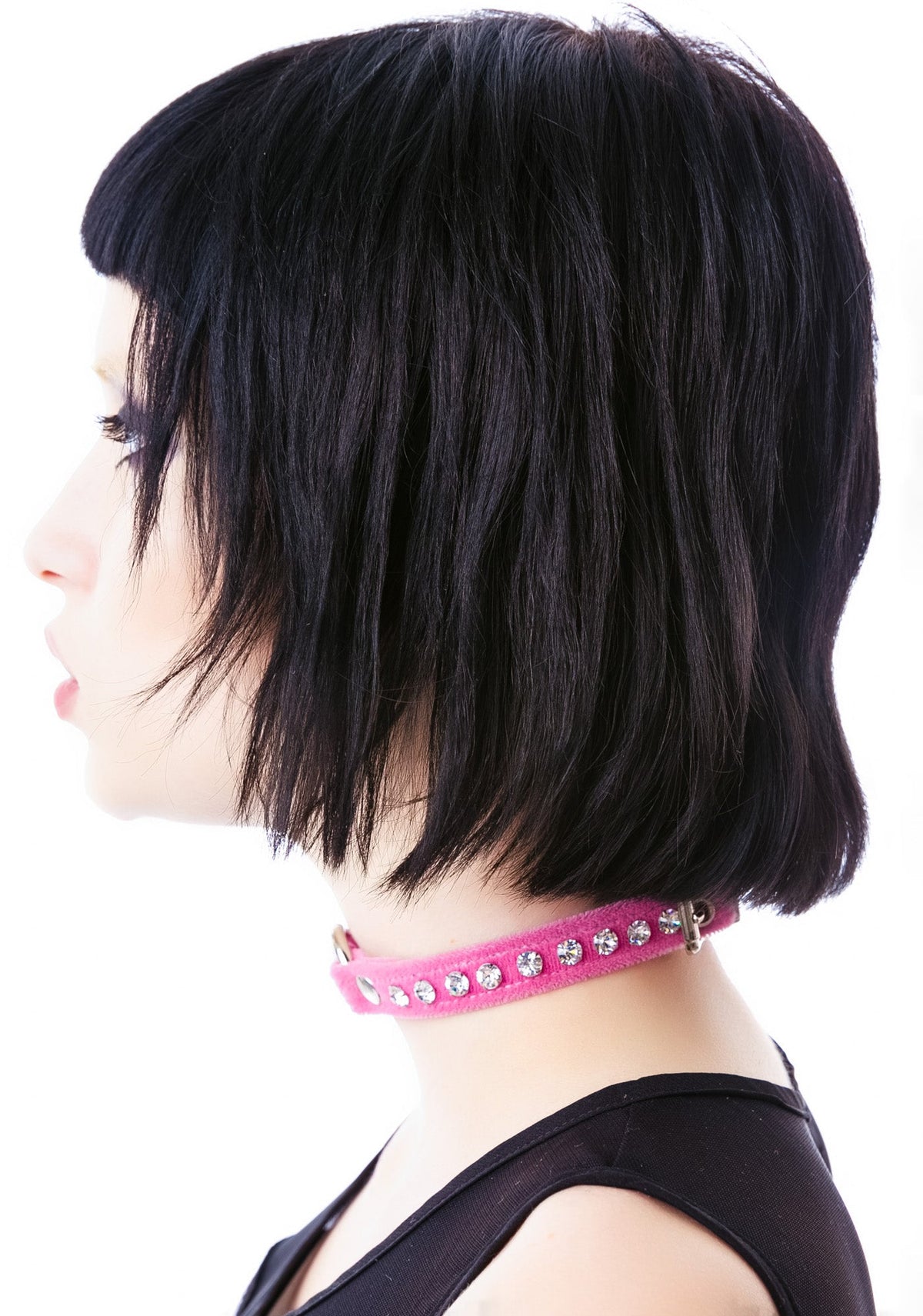 O Face Velvet Crystal Choker - Red