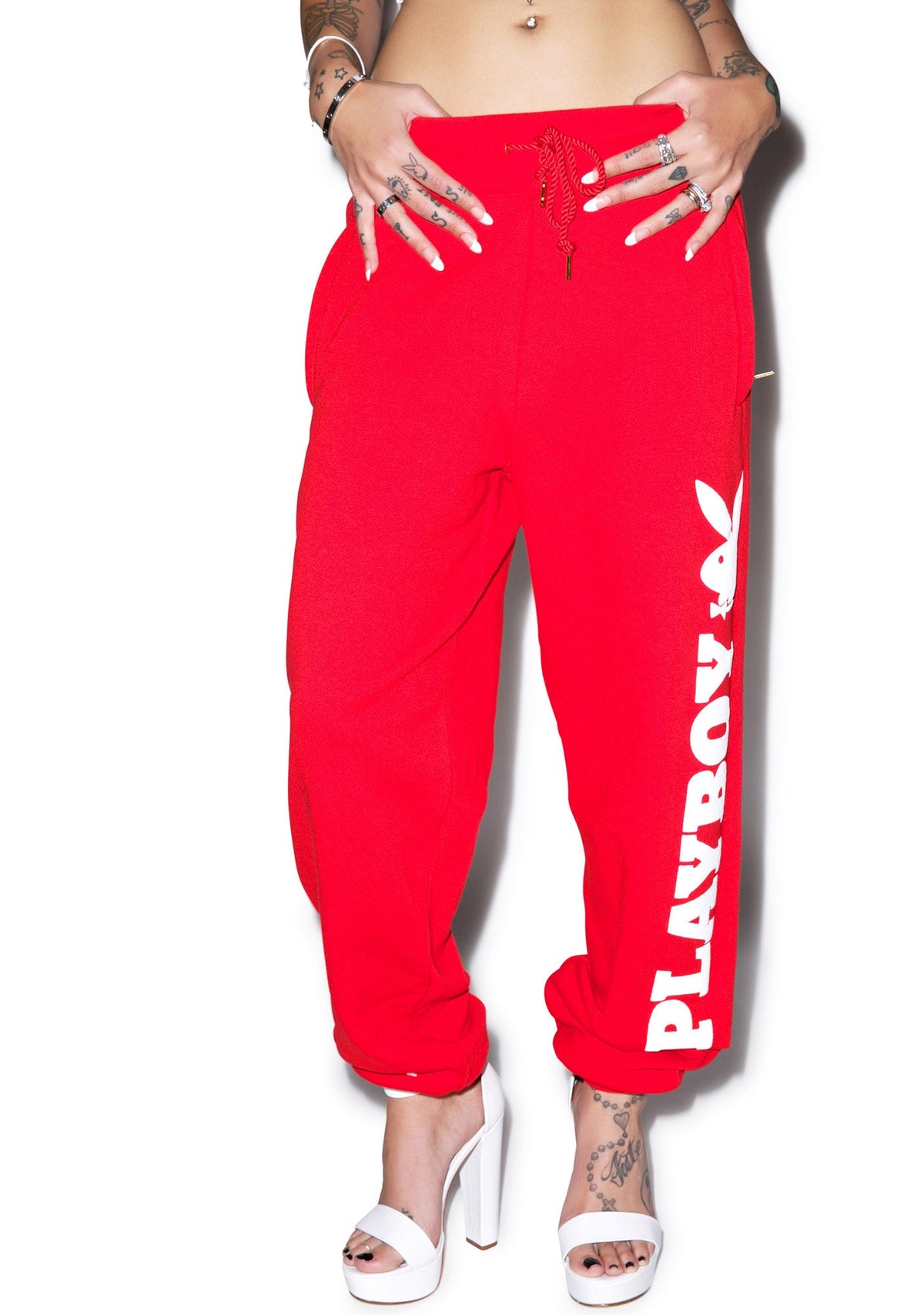 X Playboy Sweat Pants - Red