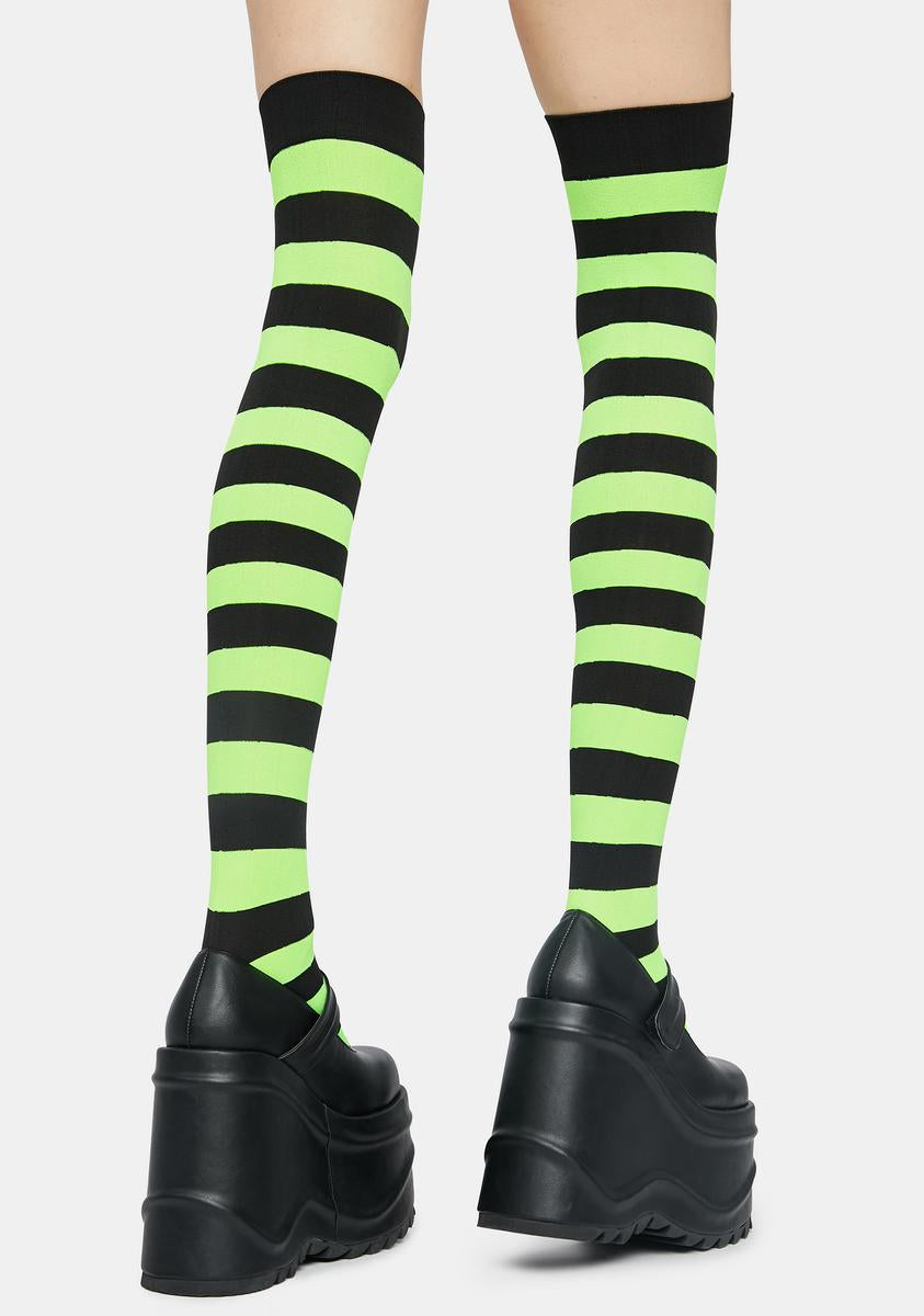 Slime Make U Pay Striped Thigh Highs