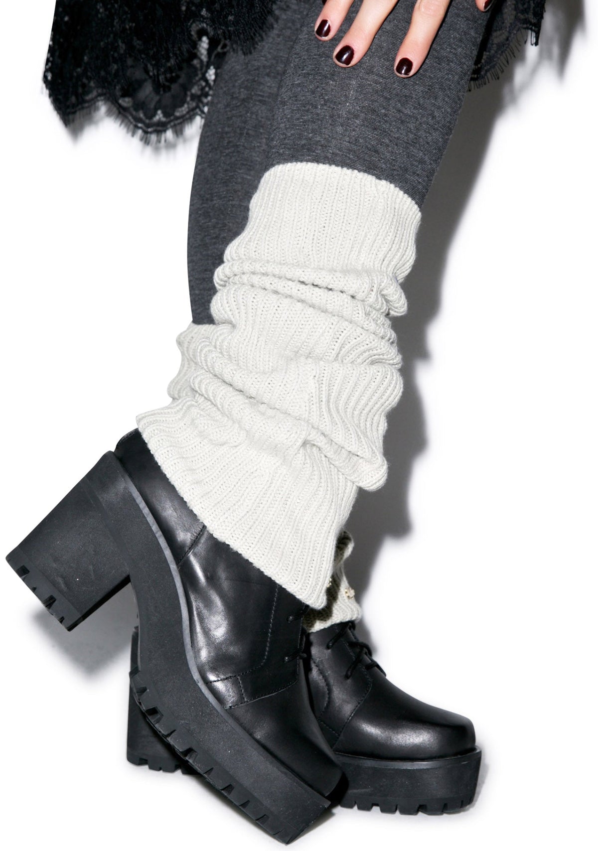Chunky Knit Leg Warmers - Light Brown