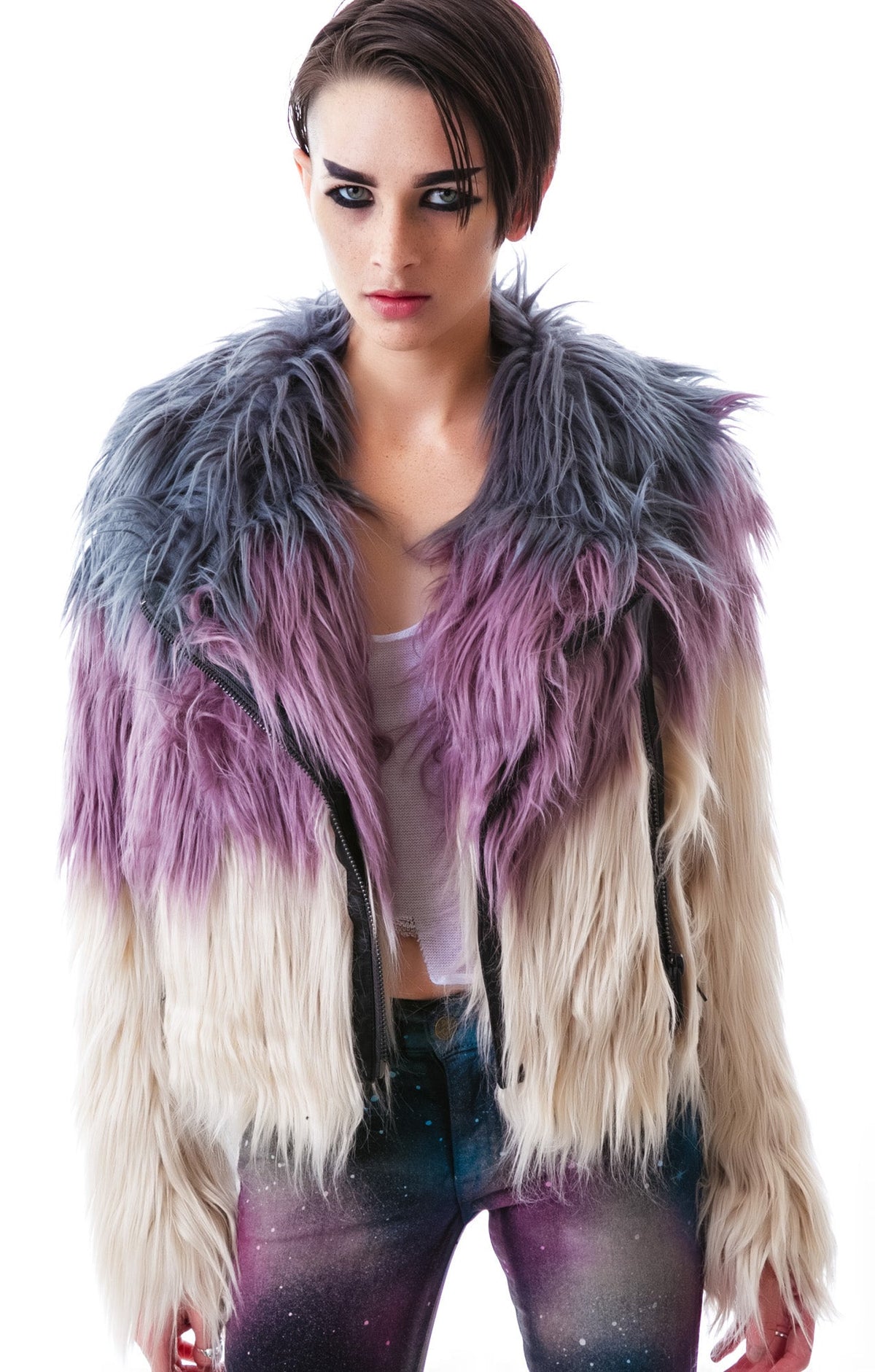 Minx Faux Fur Moto Jacket - Black