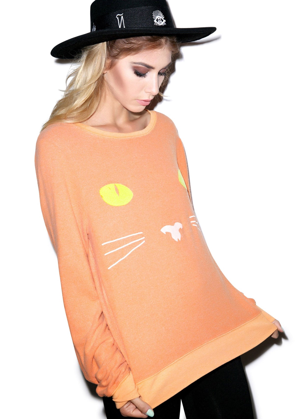 Black Cat Baggy Beach Jumper - Orange