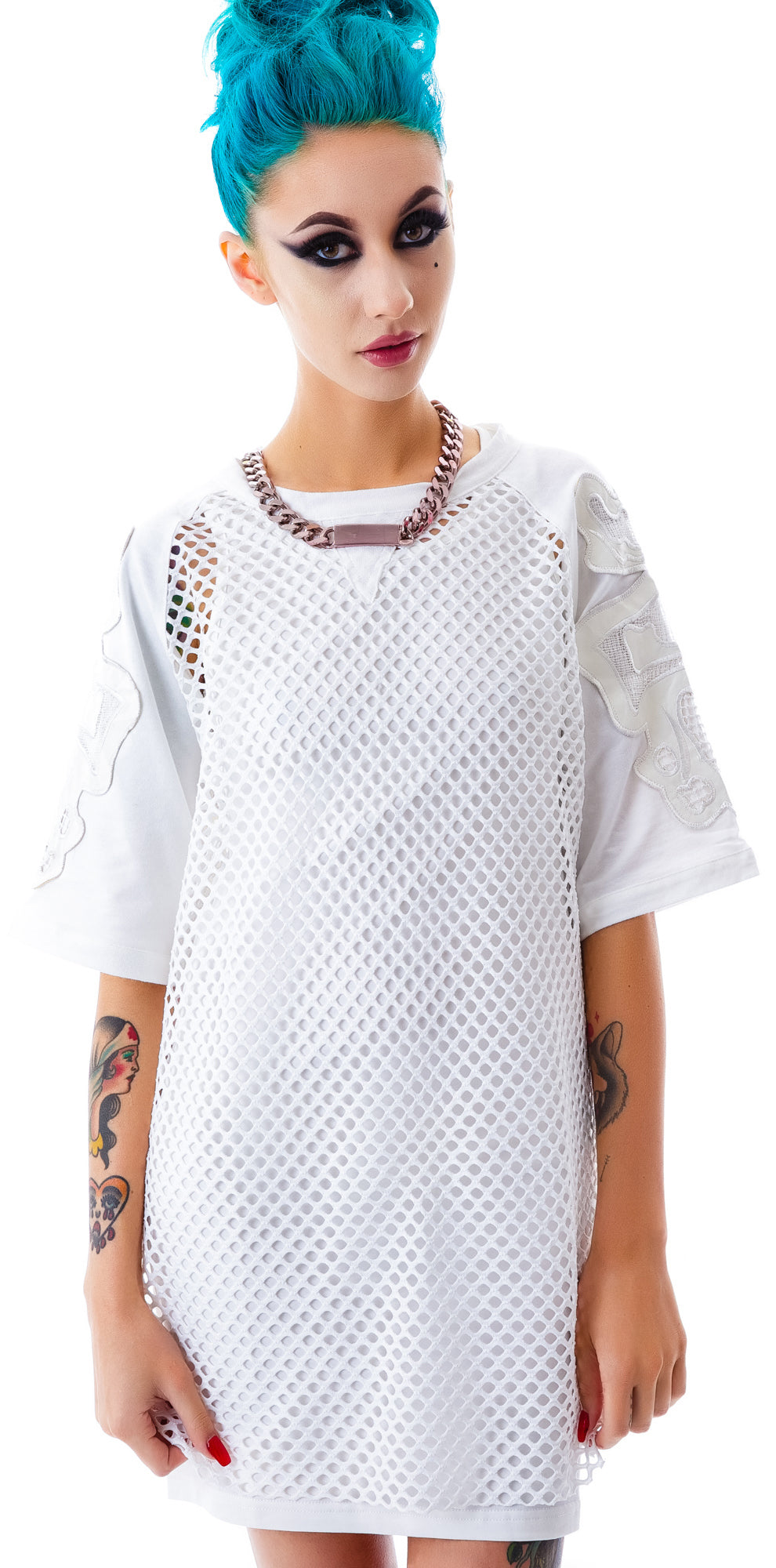 Bone Me Mesh Jersey Dress - Black
